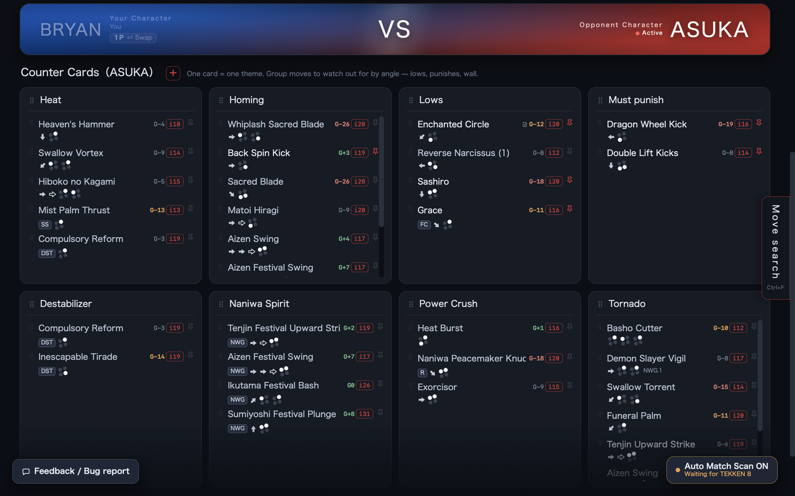 Counter cards grouped by theme